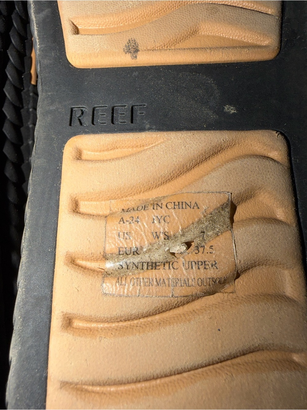Reef Black Strap Sandals with Tan Footbed - Picture 5 of 5